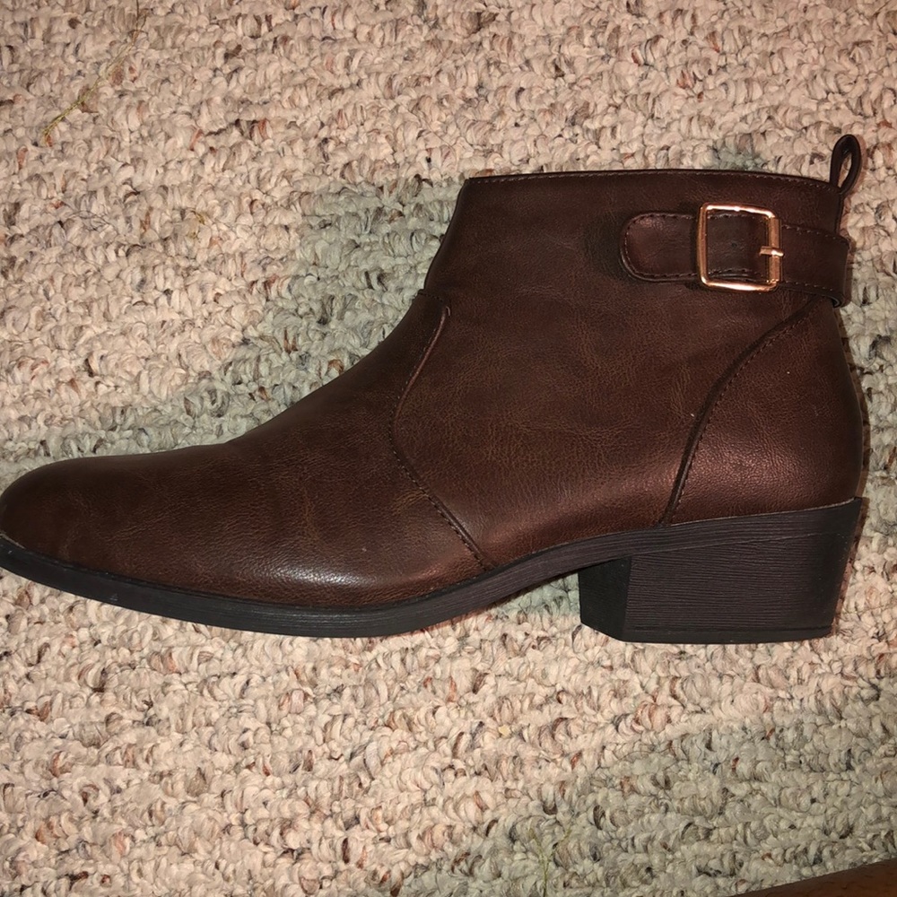 Brown Faux Leather Booties